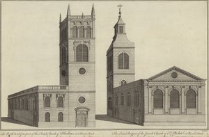 Church of Allhallows i Bread Street och Church of St Michael i Wood Street, London