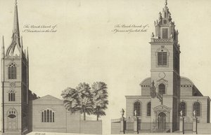 Church of St Dunstan i öst och Church of St James Garlickhythe, London