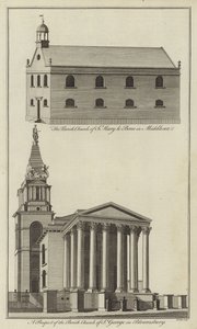 Church of St Marylebone i Middlesex och Church of St George i Bloomsbury, London