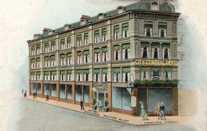 City Central Hotel, London (färg litho) av English School