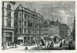 Stadsförbättringar - Queen Victoria Street, London av English School