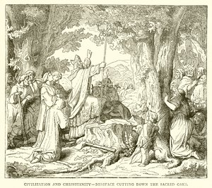 Civilisation och kristendom - Bonifatius hugger ner de heliga ekarna av English School