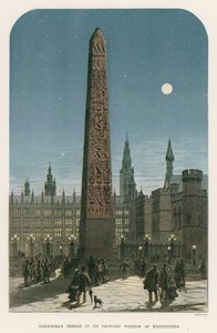 Cleopatras Needle i sin föreslagna position i Westminster av English School
