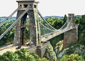 Clifton Suspension Bridge (gouache på papper) av English School