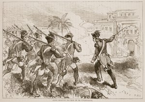 Clive leder sina män upp till Conjeveram, illustration från Cassells Illustrated History of India av James Grant, pub. 1879 av English School