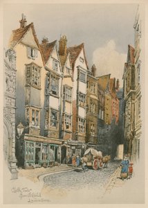 Cloth Fair, Smithfield, London, akvarellskiss (wc på papper) av English School