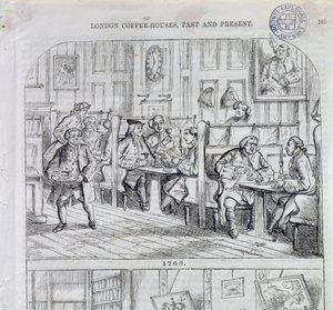 Coffee Room 1763, från London Coffee-Houses Past and Present (färggravyr) av English School