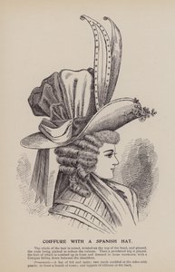 Coiffure med spansk hatt (gravyr) av English School