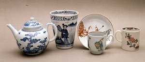 Samling af Liverpool porcelænsbrud av English School