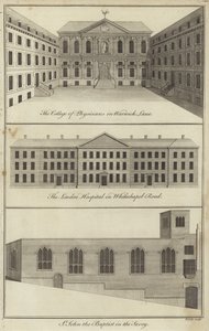 College of Physicians i Warwick Lane, London Hospital i Whitechapel Road och Church of St John the Baptist i Savoy, London av English School