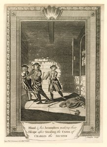 Överste Blood och hans medbrottslingar flydde efter att ha stulit kronan av kung Charles II av English School