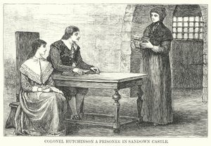Överste Hutchinson en fånge i Sandown Castle (gravyr) av English School