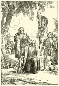 Columbus landar i det nya ordet (bläck på papper) av English School
