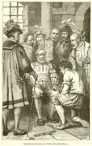 Columbus placerad i Irons av Bobadilla av English School