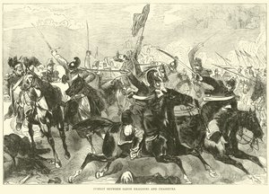 Strid mellan Saxon Dragoons och Chasseurs, september 1870 av English School