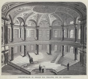 Konsertrum i design för teater, Rio de Janeiro (gravyr) av English School