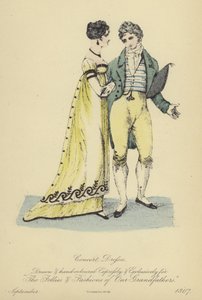 Konsertklänning för damer och herrar (färgad gravyr) av English School
