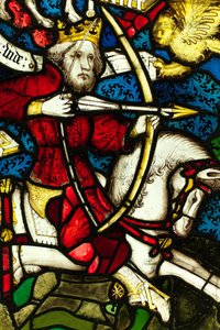 Bevarad del från Great East Window på York Minster: "The Opening of the First Seal" av English School