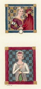 Constance Queen of Castille (färgad gravyr) av English School