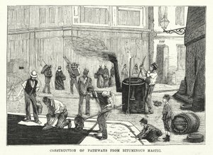 Bau von Wegen aus bituminösem Mastic (Gravur) von English School