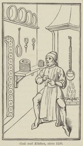 Cook and Kitchen, cirka 1430 (gravyr) av English School