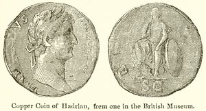 Kopparmynt av Hadrianus, från ett i British Museum av English School