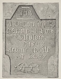 Kopia av en snidning av Arthur Poole på väggen i hans fängelsecell i tornet, 1568 av English School