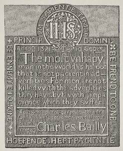 Kopia av en snidning av Charles Bailly, från väggen i Beauchamp Tower, Tower of London, 1571 av English School