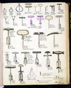 Korkskruvar, från en handelskatalog över inhemska varor och tillbehör, ca 1890-1910 av English School