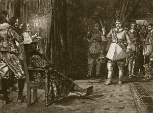 Cornet Joyces intervju med Charles, illustration från Cassells Illustrated History of England (sepiafoto) av English School