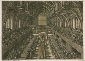 Kröningsbankett av James II, 1685, i Westminster Hall, London av English School