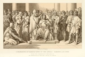 Kröning av Harold King of the Anglo Saxons av English School