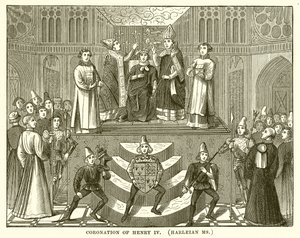 Kröningen av Henrik IV. (Harleian Ms) av English School