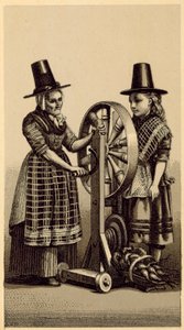 Wales kostymer: Spinning Genny (litho) av English School