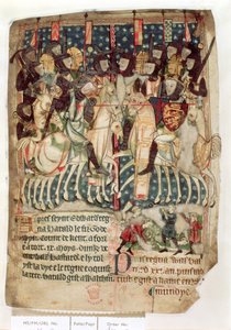 Cott Vitt A XIII f.3v William dödar Harold i slaget vid Hastings, från 