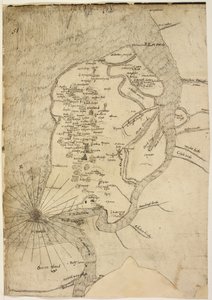 Bomull Augustus I.i f.51 Karta över Isle of Sheppey tillskriven kartografen Robert Lythe av English School