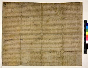 Bomull Augustus ii. 38 f.1 Restitution of Liberty till Abingdon, 993 (bläck på veläng) av English School