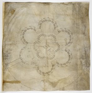 Bomull MS. Augustus I.i.67 Ground Plan of Deal Castle (bläck på pergament) av English School