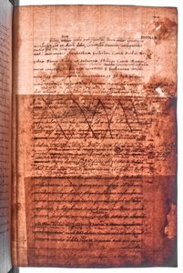 Bomull MS Faustina F III, f. 107r (genomskinligt ljus) av English School