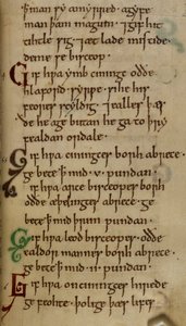 Cotton Nero A. I. f.33 Law-code of King Cnut (vellum) av English School