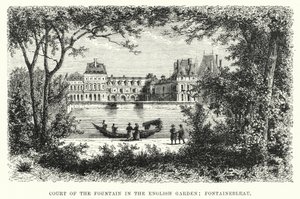 Court of the Fountain in the English Garden, Fontainebleau (gravyr) av English School