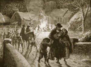 Covenanters vräker en episkopalisk präst, illustration från Cassells Illustrated History of England (sepiafoto) av English School