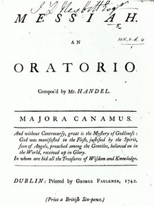 Omslag till notbladet till Händels Messias, utgivet 1742 av English School