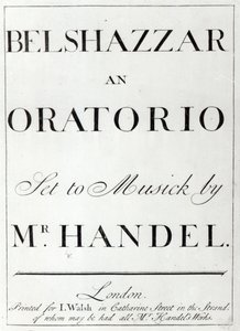 Omslag till partituren till Belshazzar av Handel, publicerad 1745 av English School