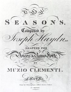 Omslag till notbladet till "Seasons" av Joseph Haydn (1732-1809) av English School