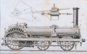 Cramptons Railway Locomotive Steam Engine från Cyclopaedia of Useful Arts & Manufactures, redigerad av Charles Tomlinson, ca 1880-talet av English School