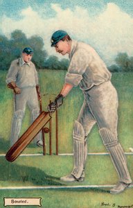 Cricket: Bowlade (färglitografi) av English School