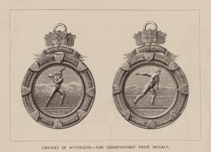 Cricket i Australien, mästerskapets prismedaljer (gravyr) av English School