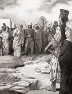Croesus av Lydia ledde inför Cyrus den Store vid intagandet av Sardis, ca 546 f.Kr., från Hutchinson