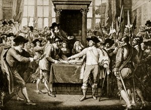 Cromwell dissolving the Long Parliament, 1653, illustration från Hutchinsons Story of the British Nation, c.1923 av English School